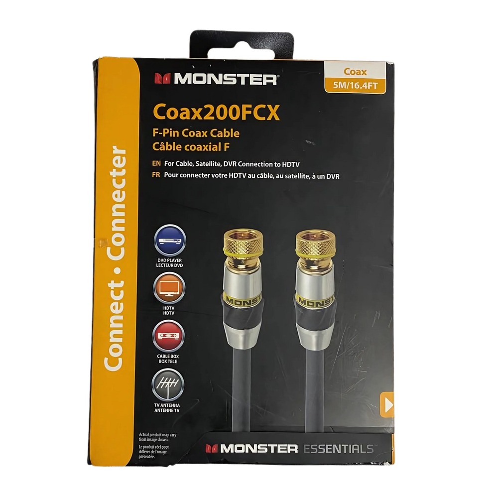 Monster Essentials High Performance Male to male F-Pin Cable - 5m / 16.4ft - New